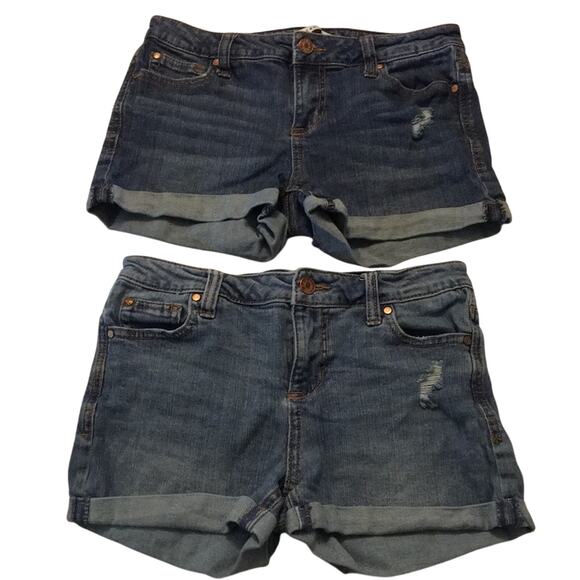 Lot of 2 Celebrity Pink Size 3 Distressed Denim Jean Shorts - Picture 1 of 4
